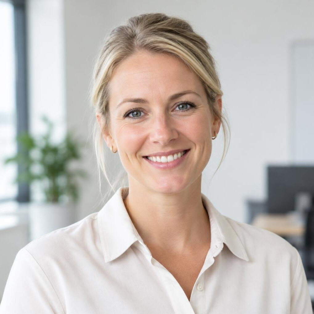 Portrait of a smiling young woman with blonde hair